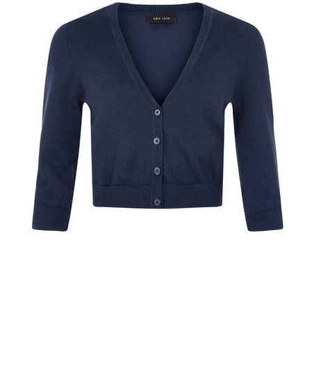 Navy Cropped Cardigan | New Look