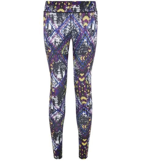 Purple Abstract Print Sports Leggings | New Look