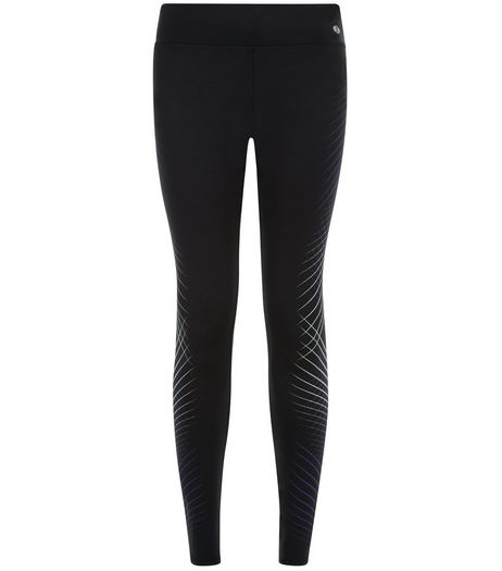 Black Cross Stripe Sports Leggings | New Look
