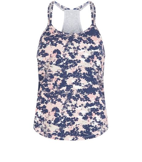 Pink Floral Print Yoga Sports Vest | New Look