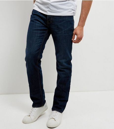 Navy Washed Straight Leg Jeans | New Look