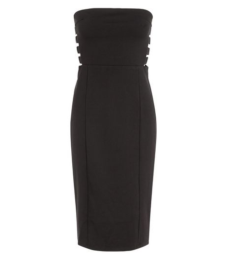 Blue Vanilla Black Strapless Side Strap Bodycon Dress | New Look