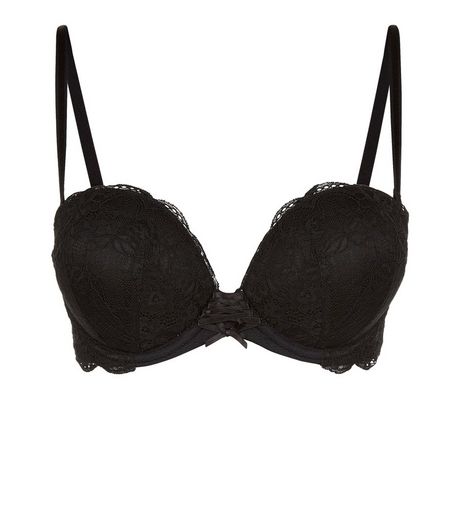 Black Lace Boost Strapless Bra | New Look