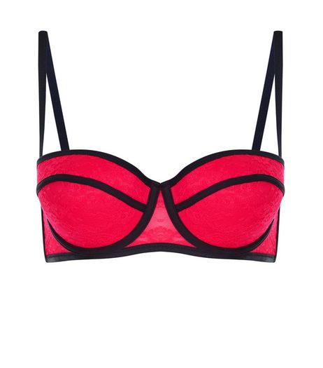 Pink Lace Contrast Trim Bra | New Look