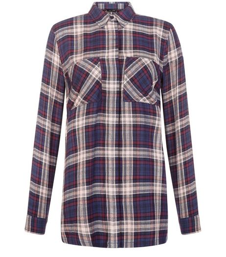 Black Check Double Pocket Longline Shirt | New Look