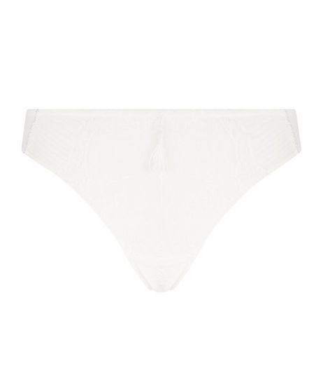 Cream Premium Lace Tassel Thong | New Look
