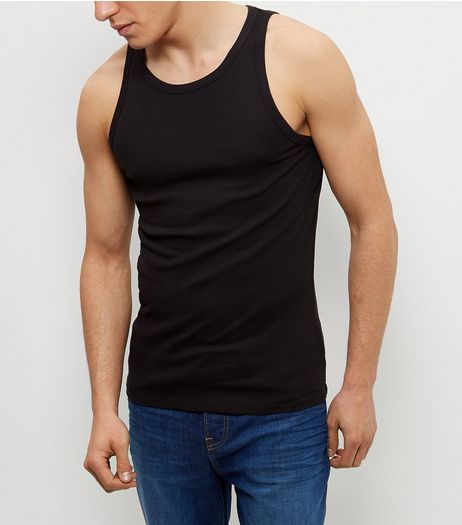 Black Ribbed Vest | New Look
