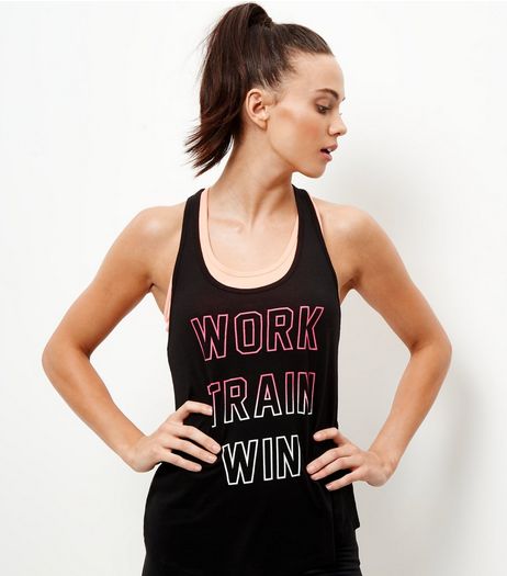 Black Work Train Win Panel Vest | New Look