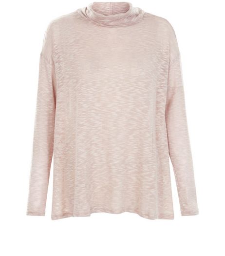 Pink Fine Knit Cowl Neck Slub Top | New Look