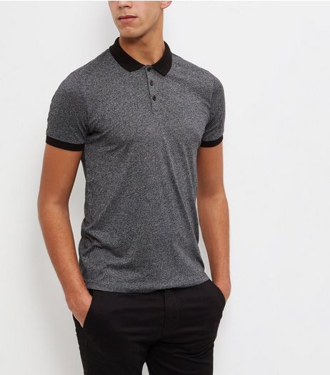 Dark Grey Contrast Trim Polo Shirt | New Look