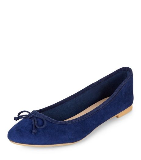 Navy Suedette Ballet Pump | New Look