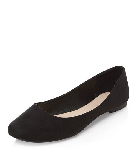Black Square Toe Ballet Pumps | New Look