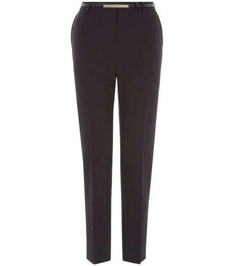 Black Belted Slim Fit Trousers | New Look