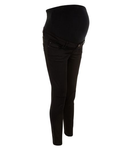 Maternity Black Over Bump Supersoft Ripped Knee Skinny Jeans | New Look