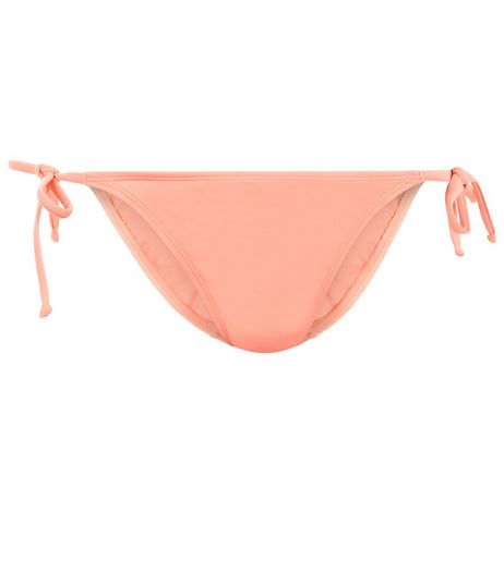 Coral Tie Side Bikini Bottoms | New Look
