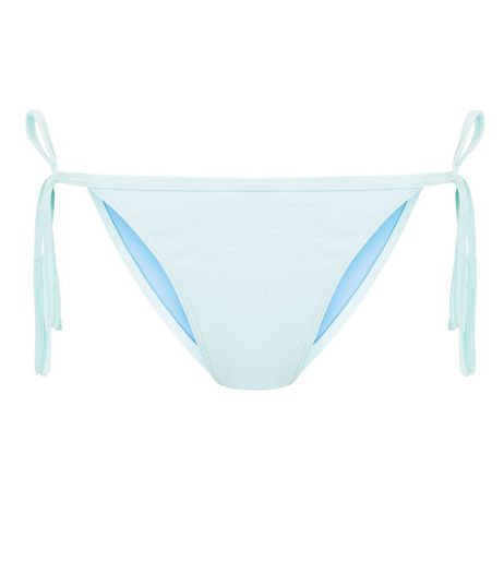 Mint Green Tassel Tie Side Bikini Bottoms | New Look