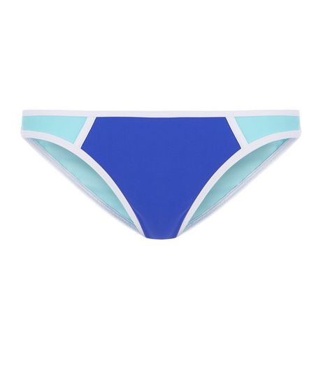 Dark Blue Colour Block Bikini Bottoms | New Look
