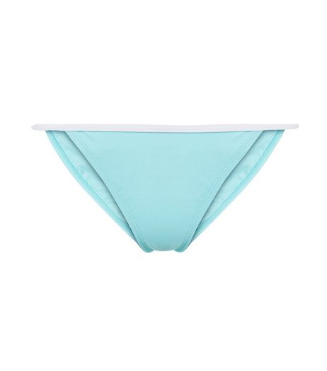 Turquoise Contrast Trim Bikini Bottoms | New Look