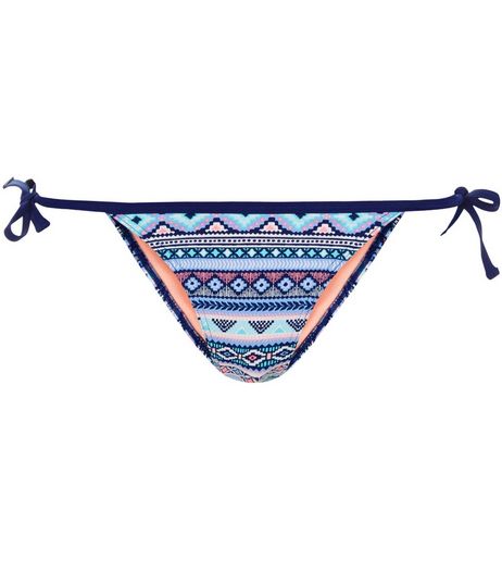 Blue Aztec Print Bikini Bottoms | New Look