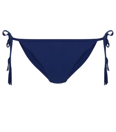 Navy Tassel Tie Side Bikini Bottoms | New Look