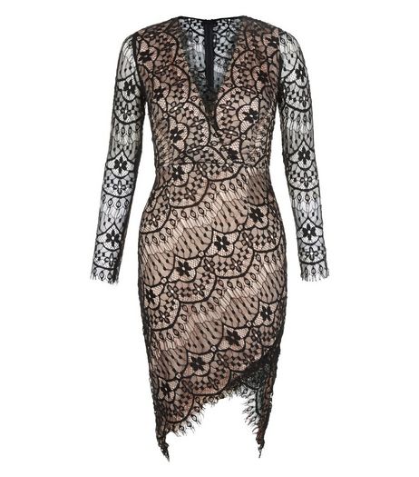 AX Paris Black Lace Wrap Front Dress | New Look
