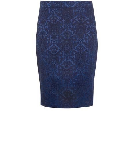 Madam Rage Navy Floral Print Jacquard Co-Ord Skirt | New Look