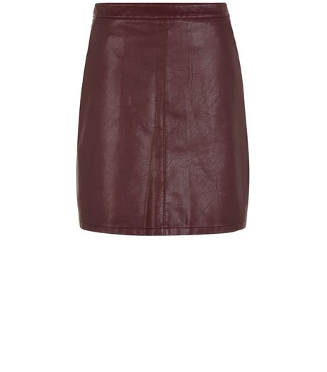 Anita and Green Burgundy Leather-Look Mini Skirt | New Look