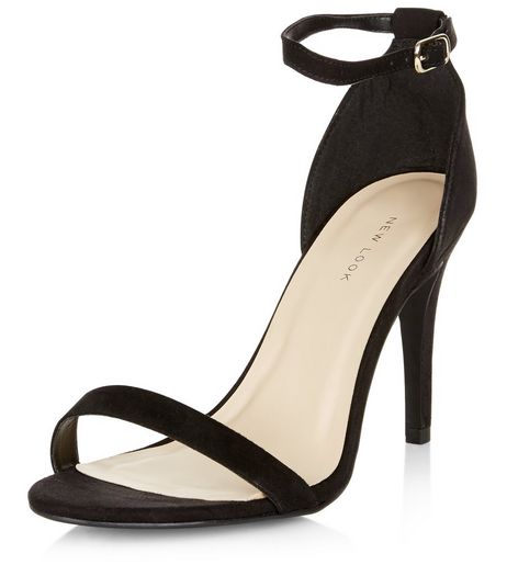 Black Suedette Ankle Strap Heels | New Look