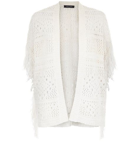 Cream Crochet Tassel Trim Cardigan | New Look