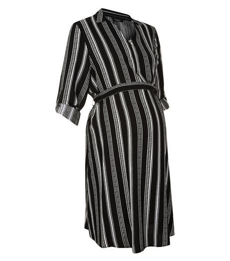 Maternity Black Stripe Shirt Dress | New Look