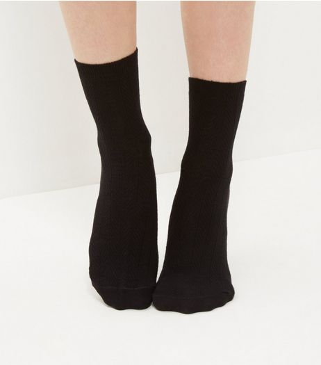 Black Cable Knit Socks | New Look