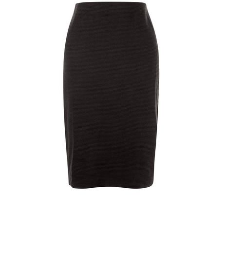 Black Ribbed Pencil Skirt | New Look