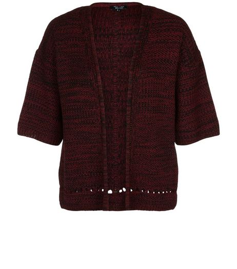 Teens Burgundy Marl Knitted Kimono | New Look