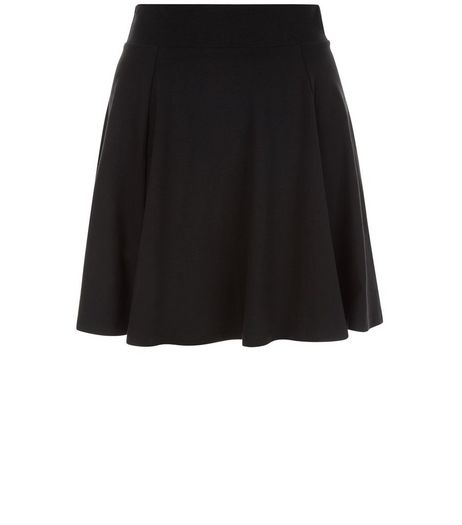 Teens Black High Waisted Skater Skirt | New Look