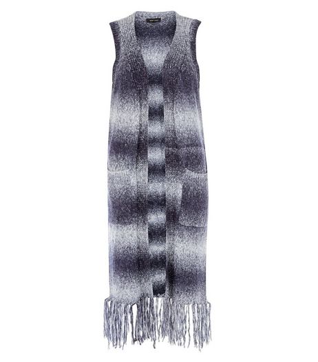 Blue Gradient Stripe Tassel Hem Waistcoat | New Look