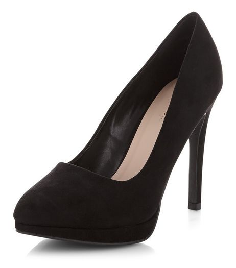 Black Suedette Pointed Court Shoes | New Look