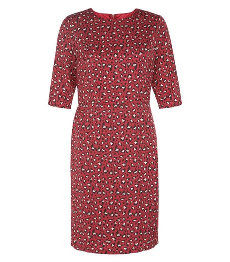 Poppy Lux Burgundy Leopard Print Dress | New Look