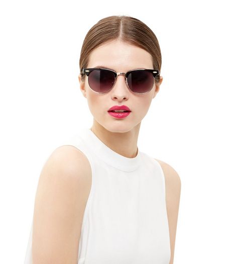 Black Half Frame Sunglasses | New Look