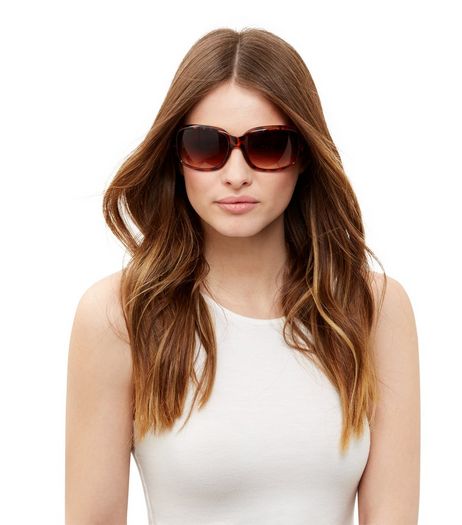 Brown Animal Print Rectangle Sunglasses | New Look