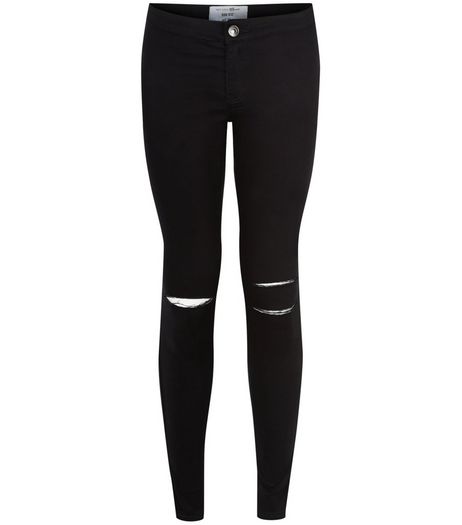 Teens Black Ripped Knee High Waist Super Skinny Jeans | New Look