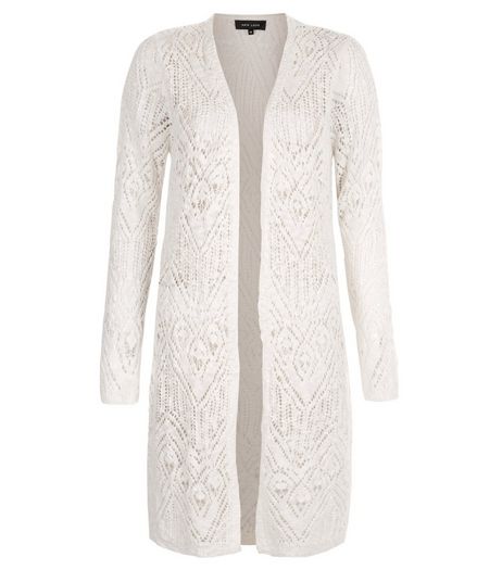Cream Pointelle Lace Slub Cardigan | New Look