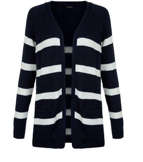 Brave Soul Navy Stripe Longline Cardigan | New Look
