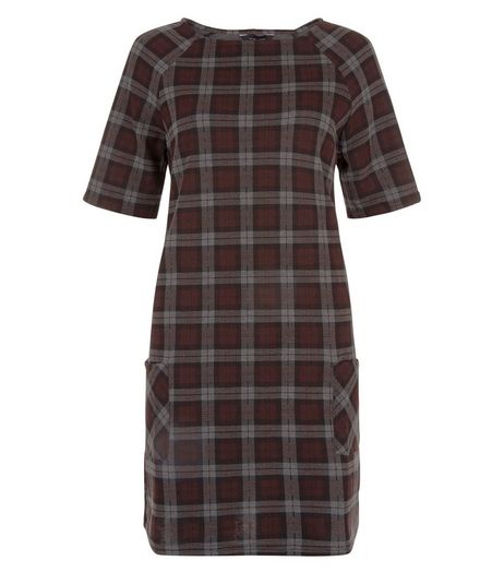 Red Check Double Pocket Tunic Dress | New Look