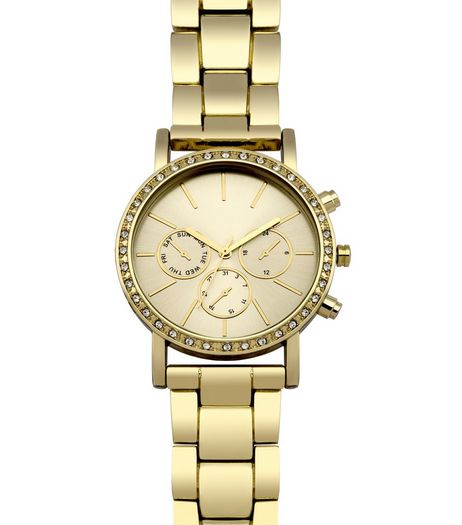 Gold Diamante Sports Watch | New Look