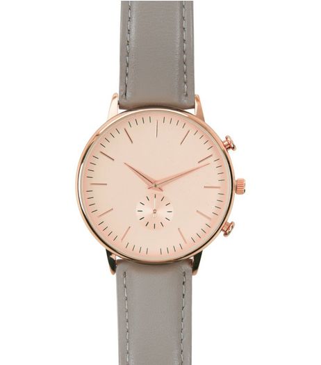 Grey Leather Oversized Watch | New Look