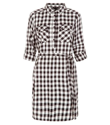 White Check Belted Shirt Dress | New Look