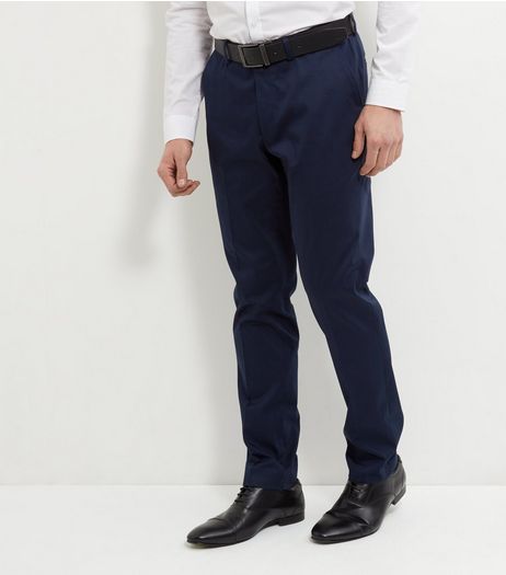 Navy Sateen Trousers | New Look