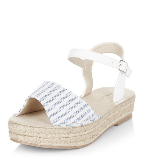 Blue Stripe Espadrille Flatform Sandals | New Look