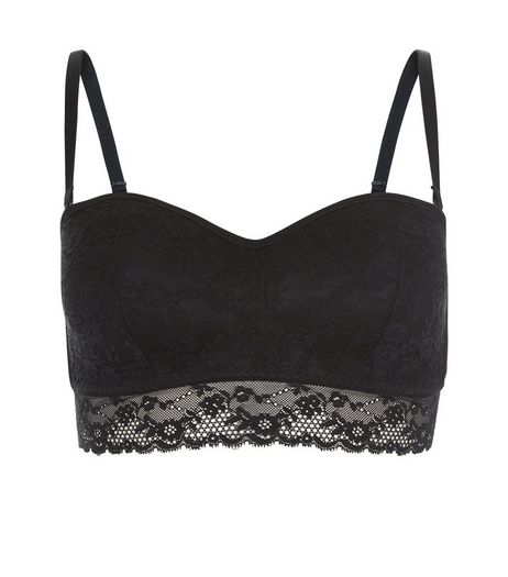 Black Lace Moulded Bandeau Strapless Bra | New Look