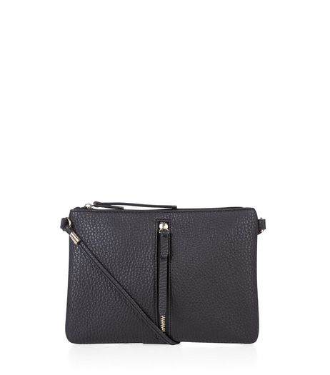 Black Zip Front Across Body Bag | New Look